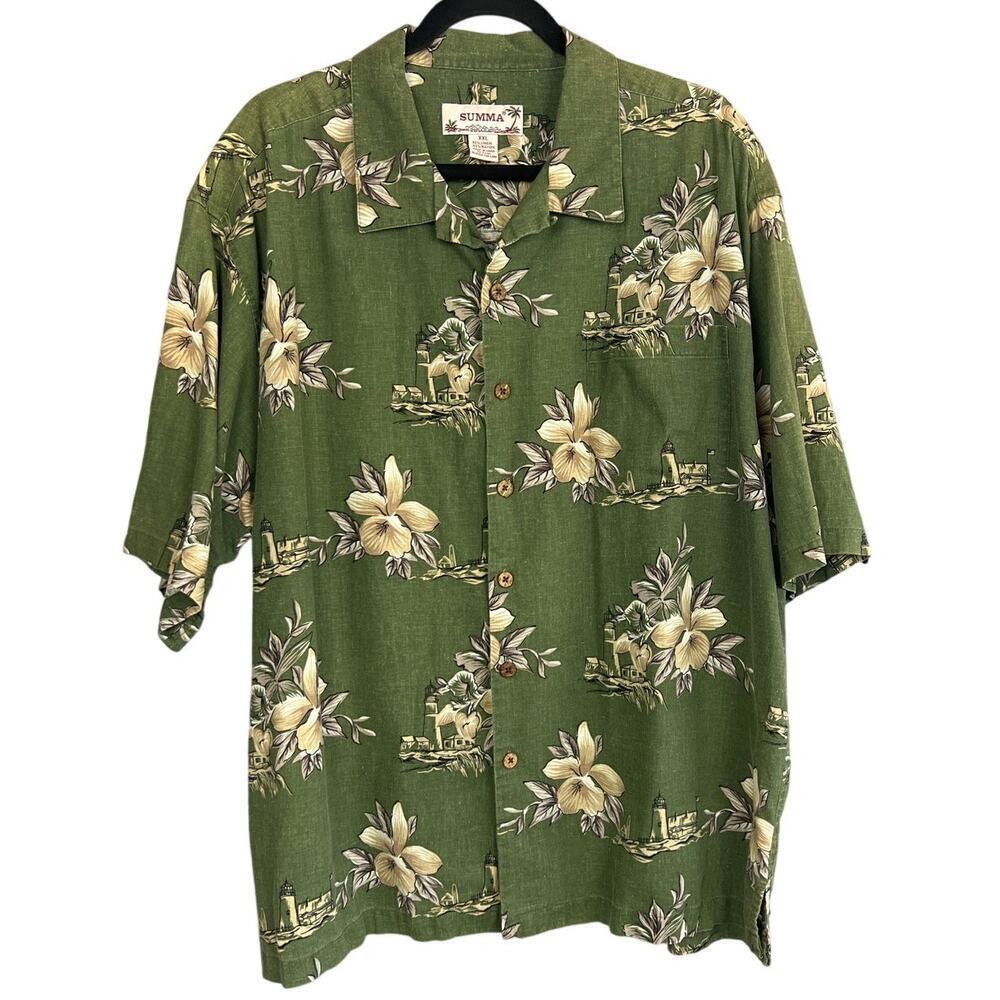 Summa Men’s Linen Blend Tropical Button Down Size XXL